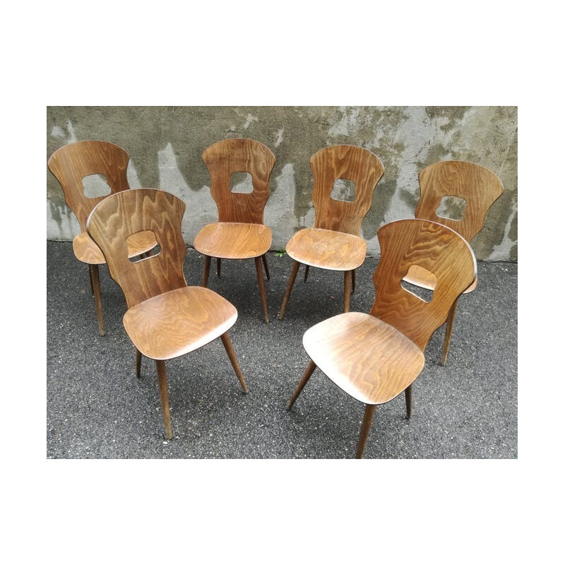 Suite de 6 chaises bistrot Baumann - 1960