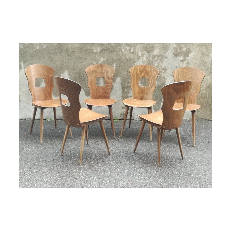 Suite de 6 chaises bistrot Baumann - 1960