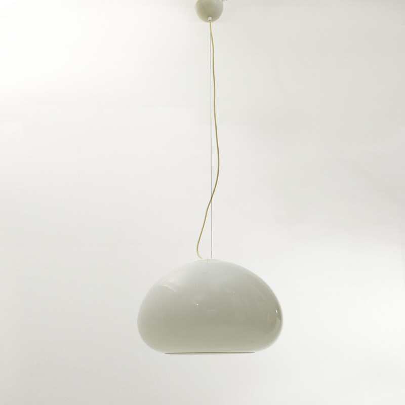 Black and White opaline glass pendant lamp by Achille and Pier Giacomo Castiglioni for Flos - 1960s