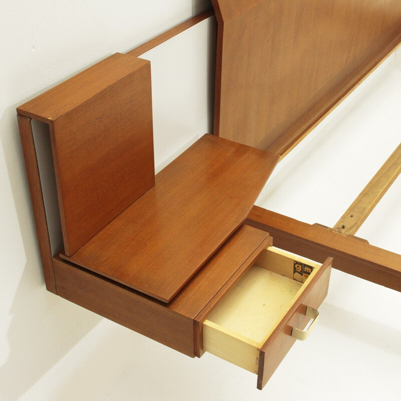 Mid-century Bed with nightstand in teak for Galleria Mobili d'Arte of Cantu - 1950s