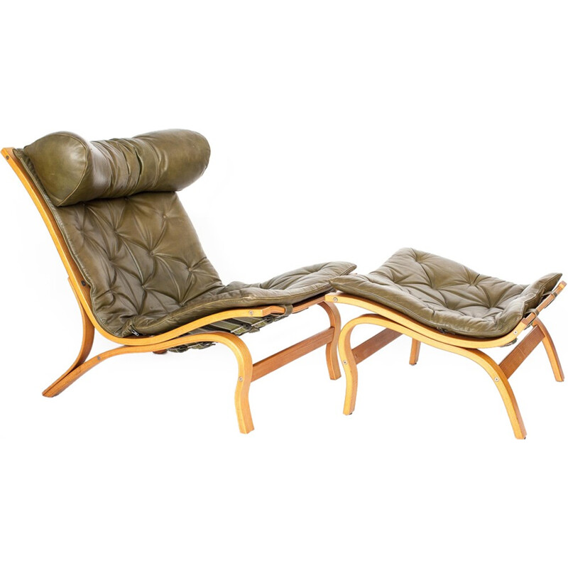 Vintage Skandi Lounge & Ottoman Armchair by Arne Norell - 1970s