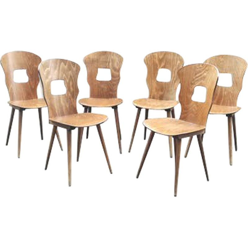 Suite de 6 chaises bistrot Baumann - 1960