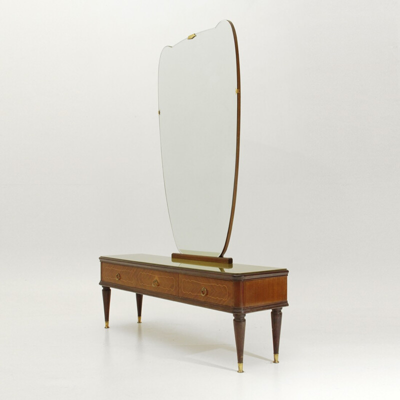 Mid-century italian vanity desk with mirror - 1950s