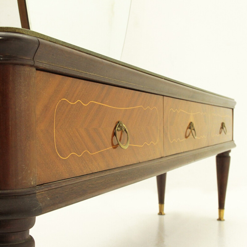 Mid-century italian vanity desk with mirror - 1950s