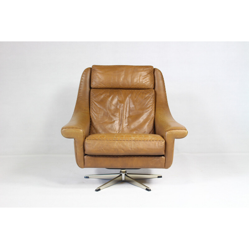Matador Swivel Leather Chair by Aage Christiansen for Erhardsen & Andersen - 1960s
