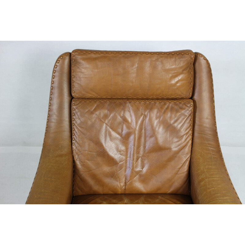 Matador Swivel Leather Chair by Aage Christiansen for Erhardsen & Andersen - 1960s