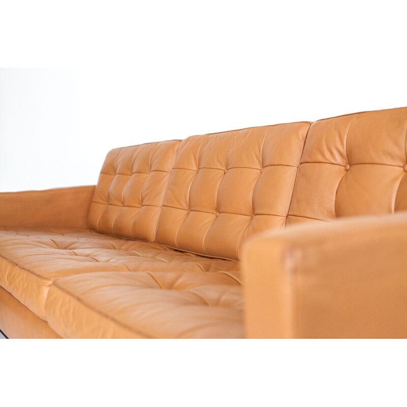 Canapé vintage 3 places en cuir de Florence Knoll - 1956