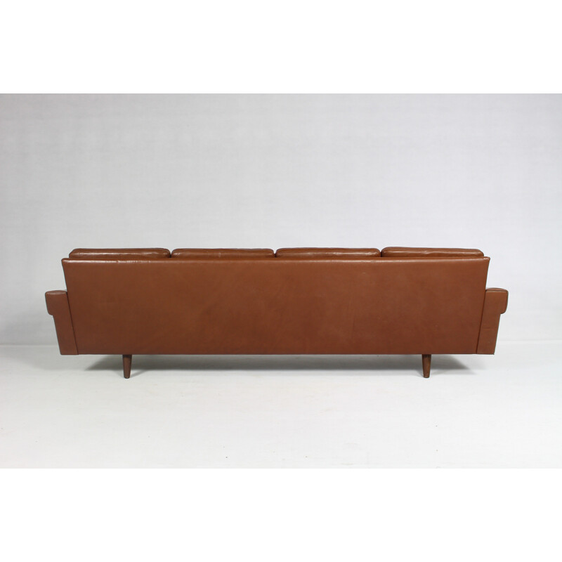 Vintage Danish Leather 4-Seater Sofa - 1960s