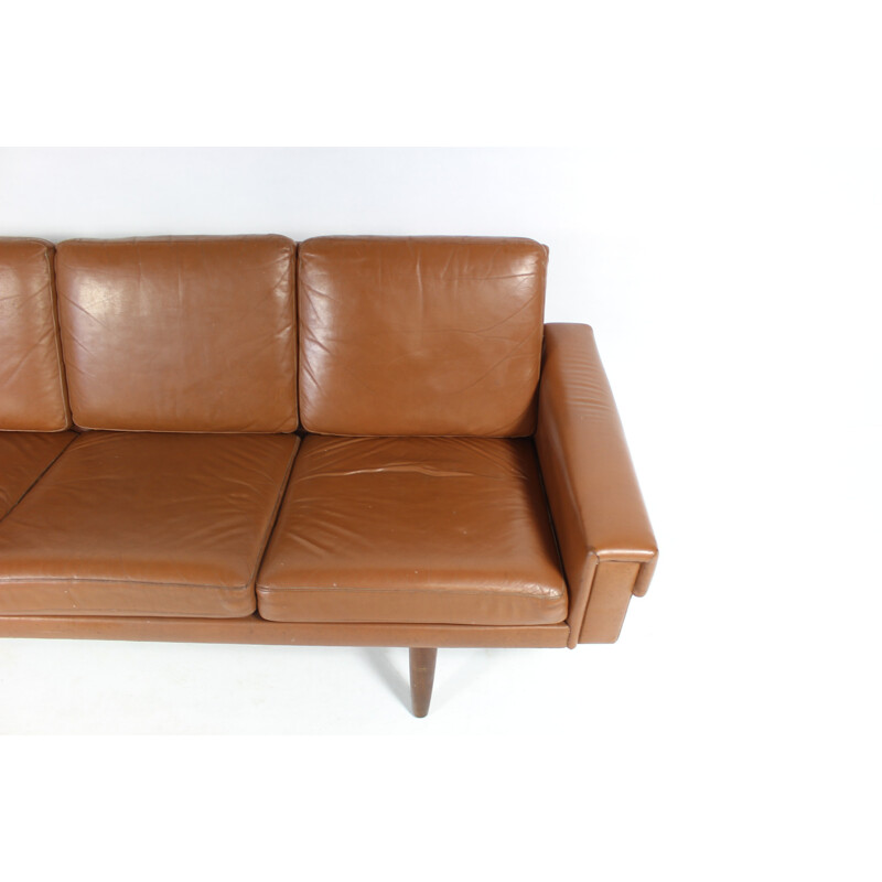 Vintage Danish Leather 4-Seater Sofa - 1960s