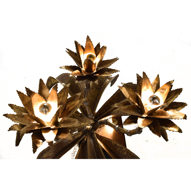 Brass flower lamp by Maison Jansen - 1970s