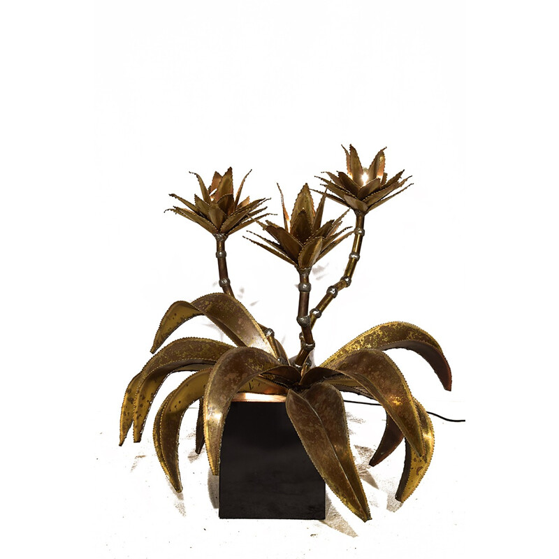 Brass flower lamp by Maison Jansen - 1970s