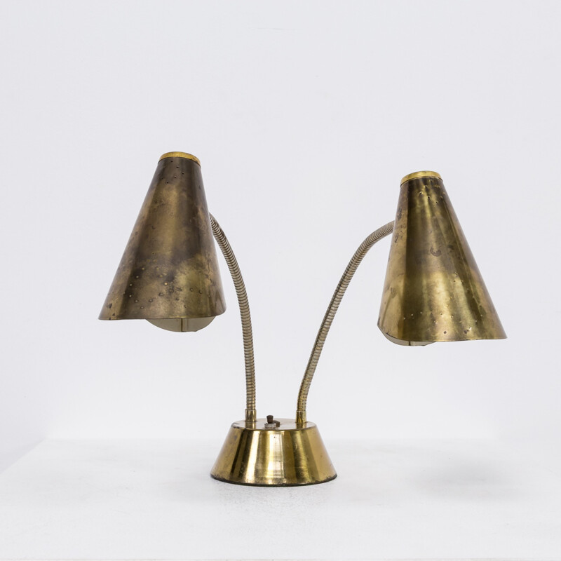 Brass and metal double switch table lamp - 1960s