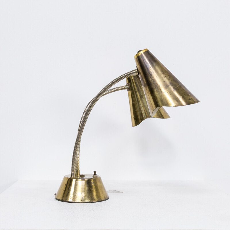 Brass and metal double switch table lamp - 1960s