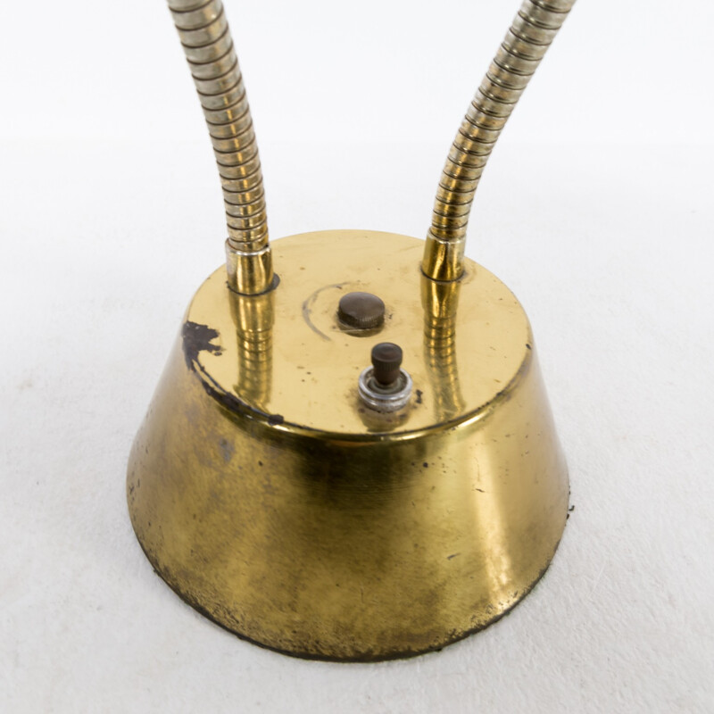 Brass and metal double switch table lamp - 1960s