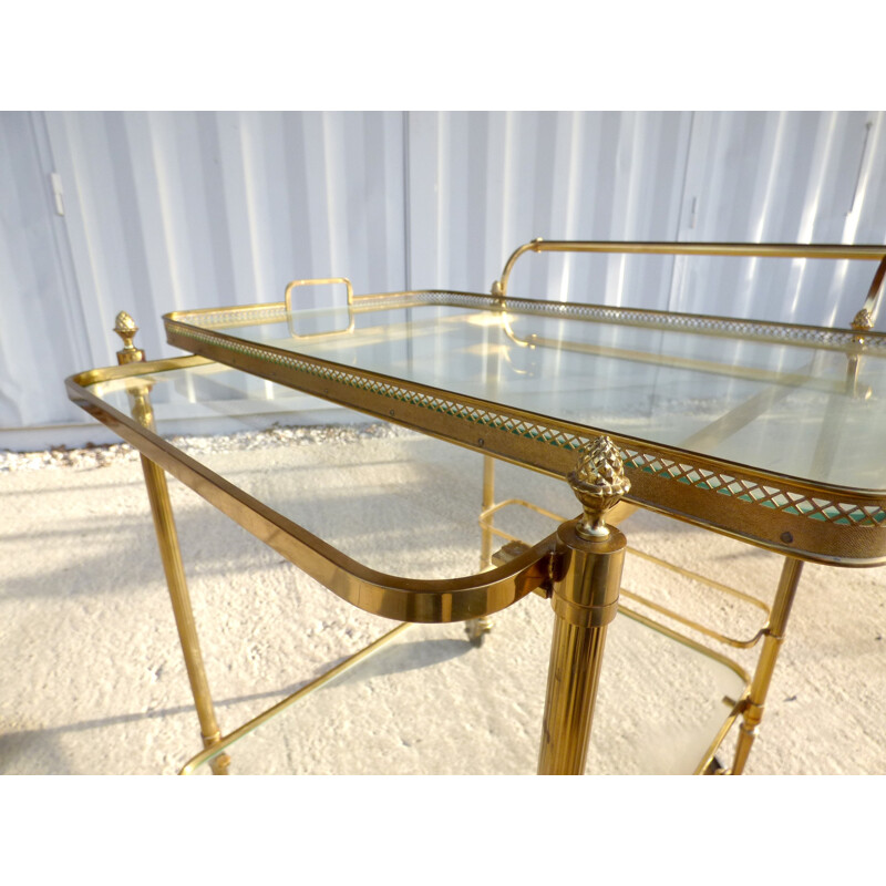 Table desserte roulante dorée par Maison Jansen - 1960