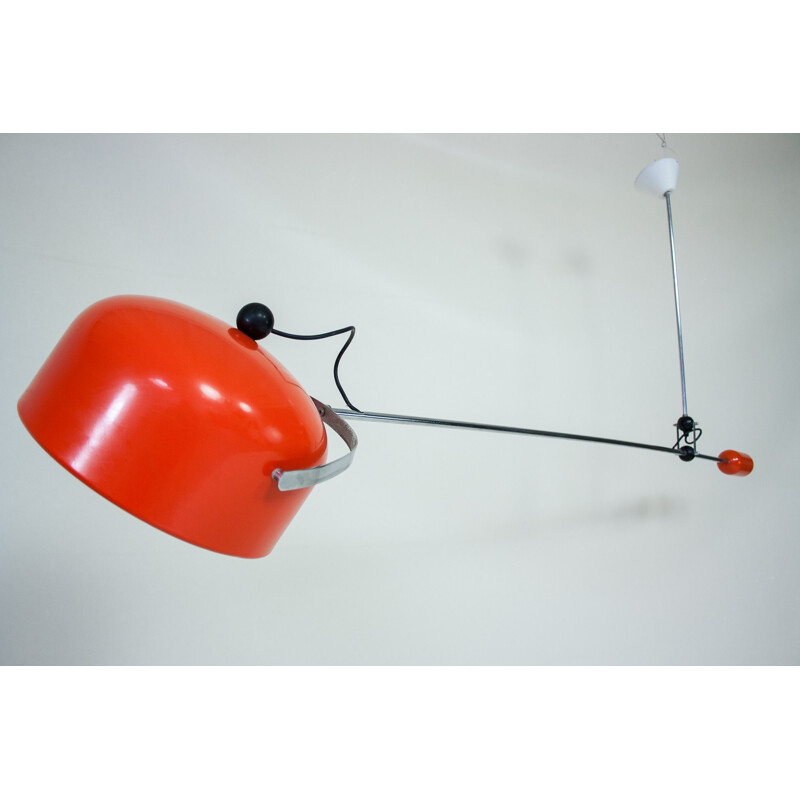 Vintage orange counterbalance pendant by JJM Hoogervorst for Anvia - 1970s