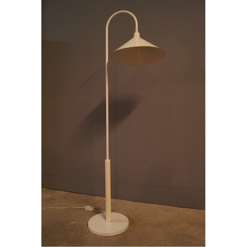 Belgian white lacquered metal floor lamp - 1980s