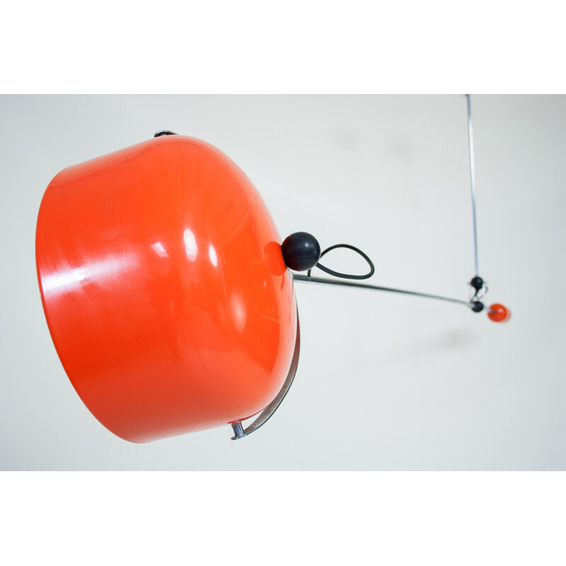 Vintage orange counterbalance pendant by JJM Hoogervorst for Anvia - 1970s