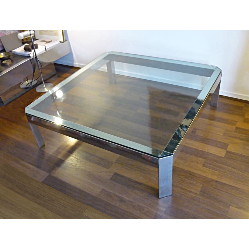 Large coffee table made of chromed metal - 1960