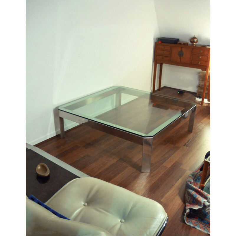 Large coffee table made of chromed metal - 1960