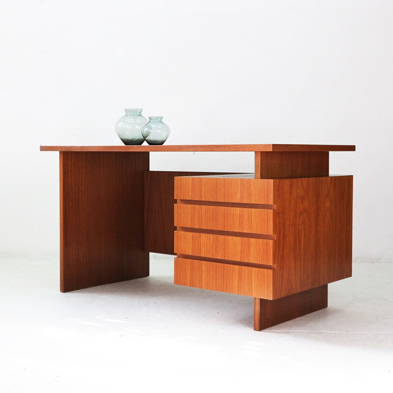 Vintage Cubic Teak Desk - 1960s