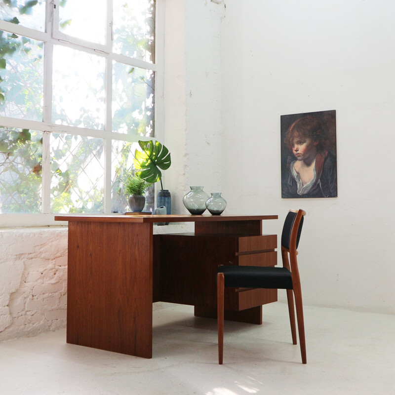 Vintage Cubic Teak Desk - 1960s