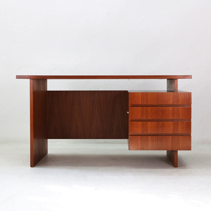 Vintage Cubic Teak Desk - 1960s