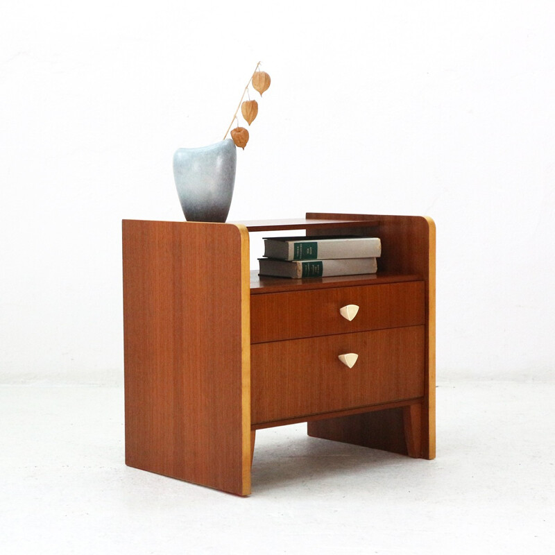 Vintage Night Stand with Walnut and Maple Details - 1950s