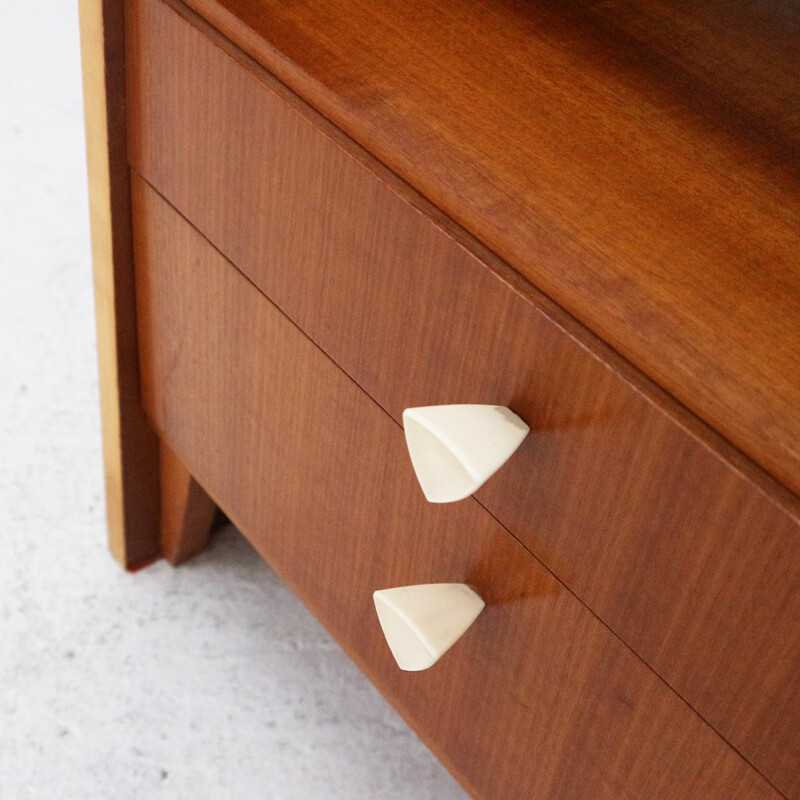 Vintage Night Stand with Walnut and Maple Details - 1950s