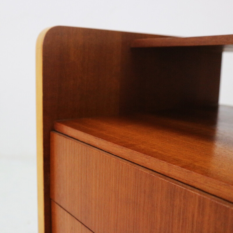 Vintage Night Stand with Walnut and Maple Details - 1950s