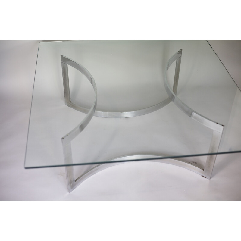 Vintage steel and glass coffee table for Dassas, 1960