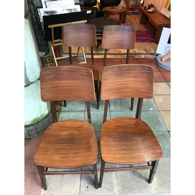 Set of 4 Soborg chairs by Borge Mogensen - 1950s