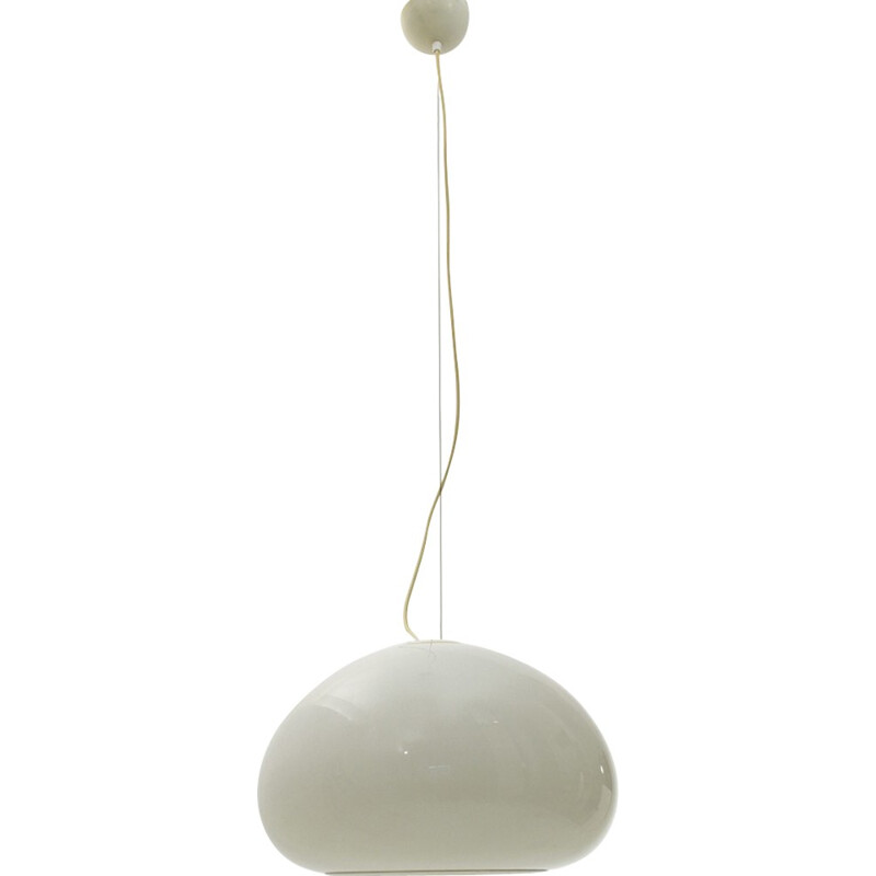 Black and White opaline glass pendant lamp by Achille and Pier Giacomo Castiglioni for Flos - 1960s