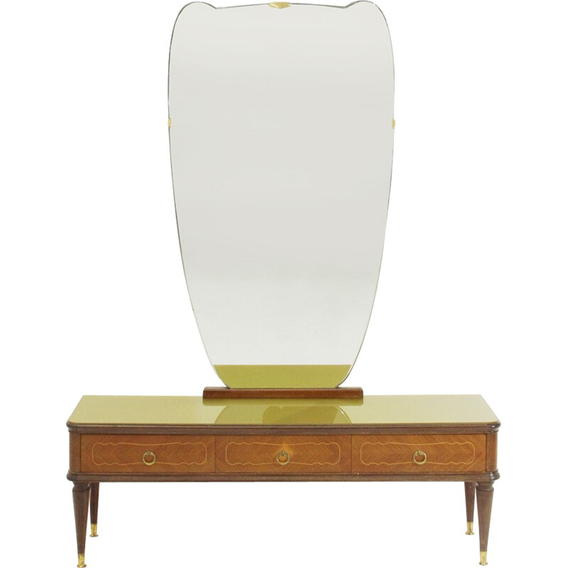 Mid-century italian vanity desk with mirror - 1950s