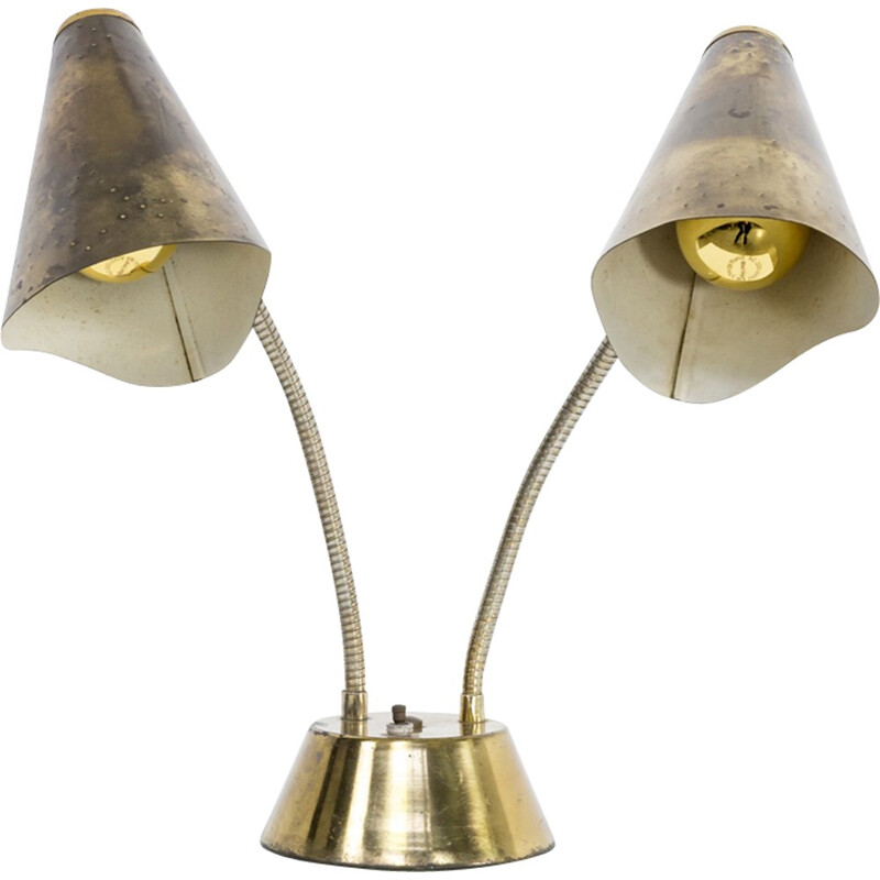 Lampe de table double interrupteur en laiton et métal - 1960