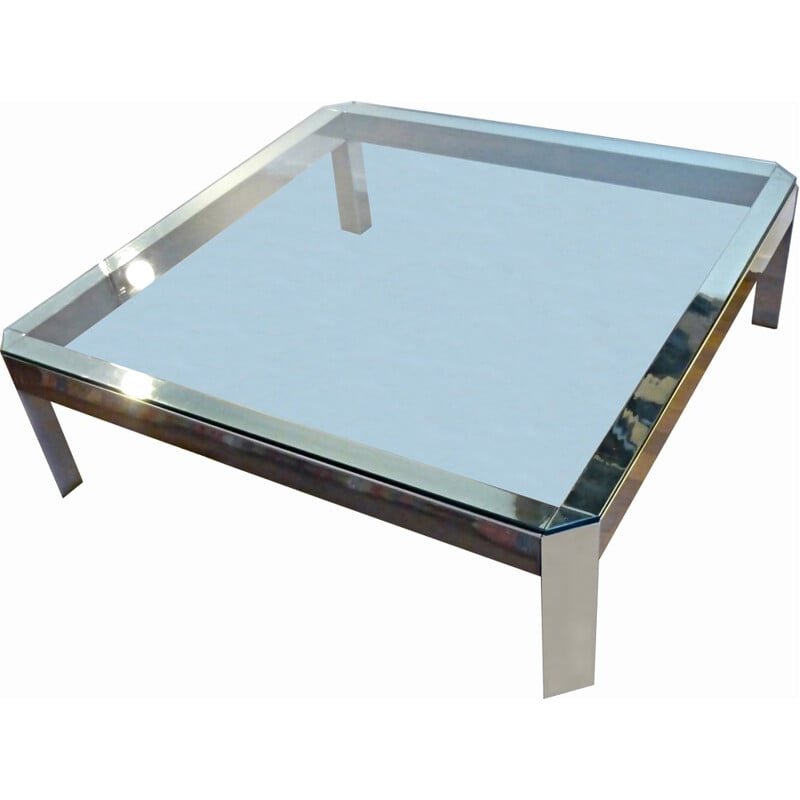 Large coffee table made of chromed metal - 1960