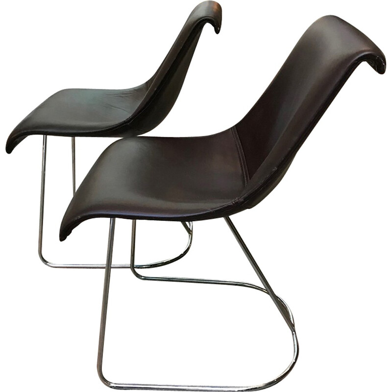 Paire de fauteuils en cuir par Vittorio Introini - 1960