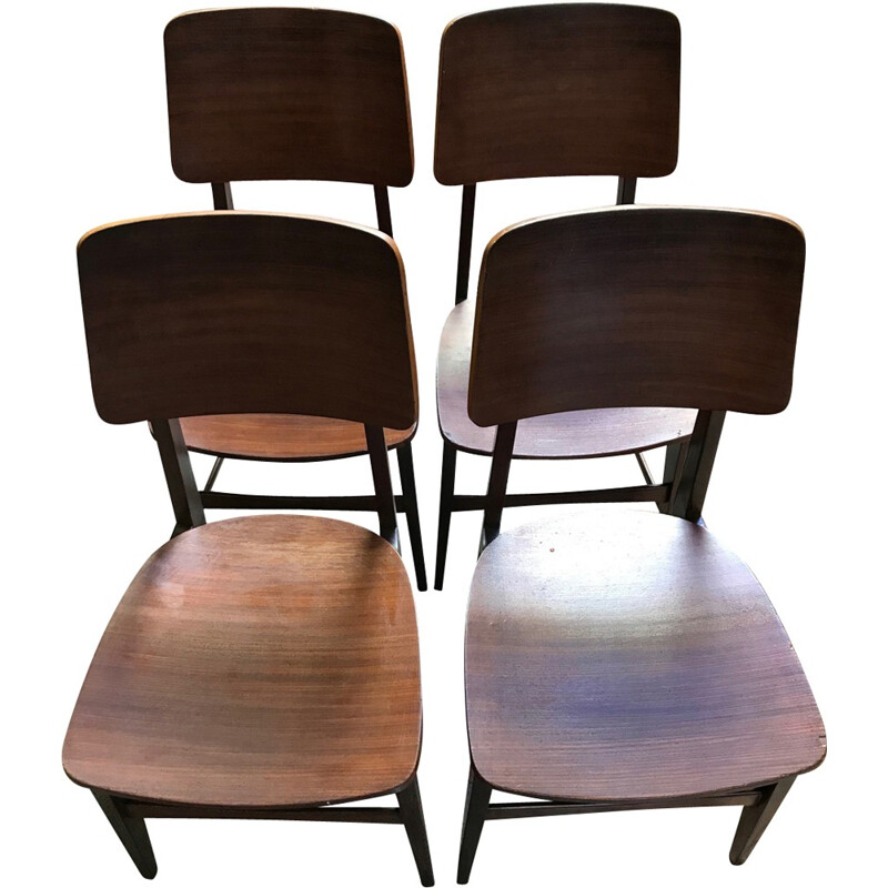 Set of 4 Soborg chairs by Borge Mogensen - 1950s