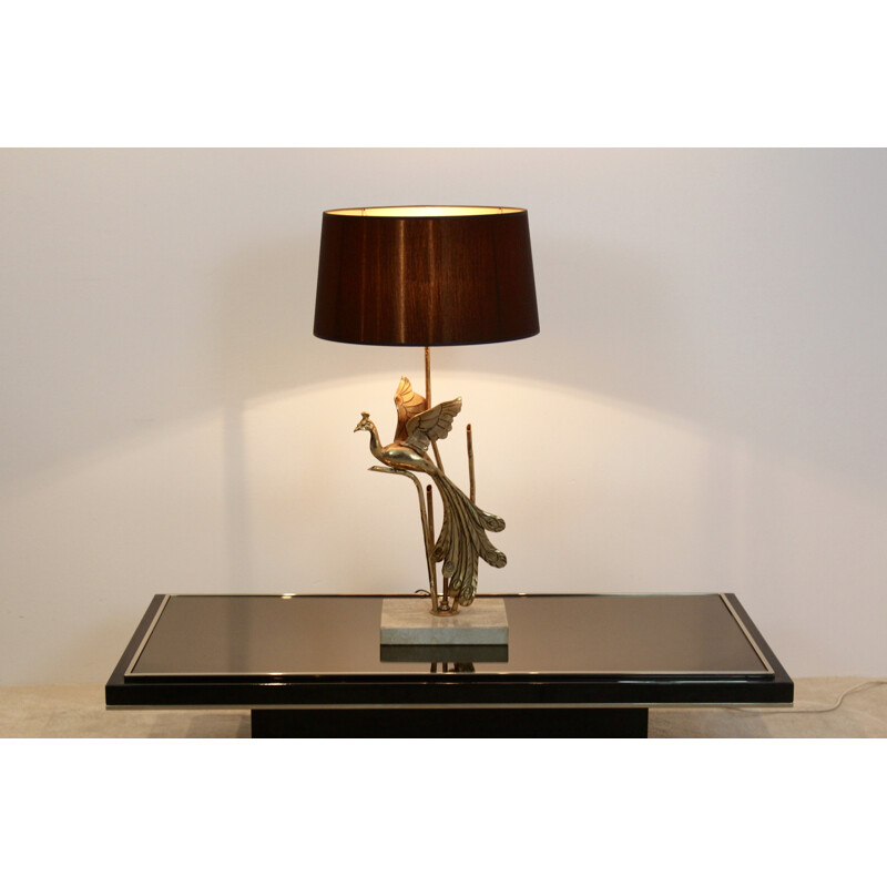 Table lamp with gold metal sculpture - 1970s