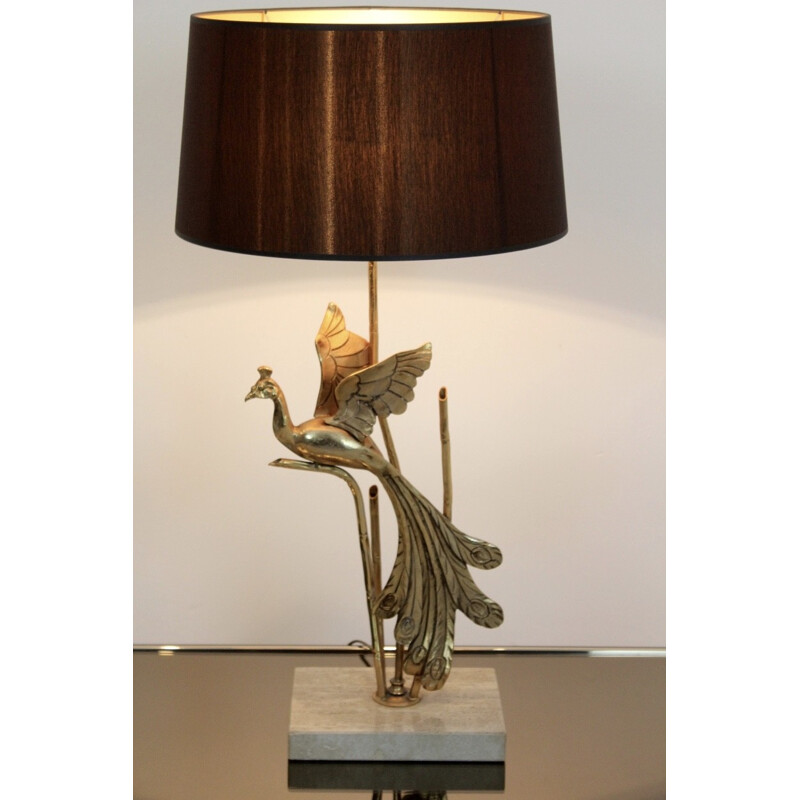 Table lamp with gold metal sculpture - 1970s