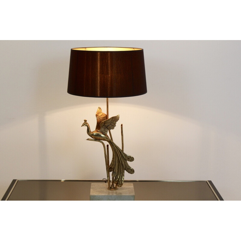 Table lamp with gold metal sculpture - 1970s