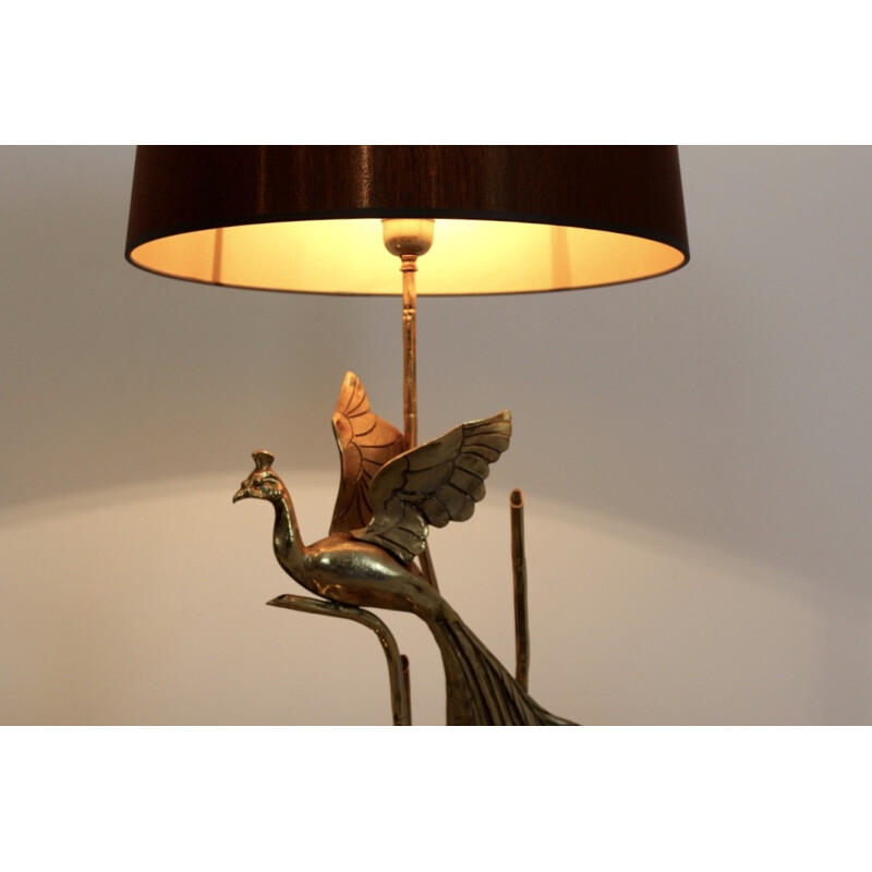 Table lamp with gold metal sculpture - 1970s