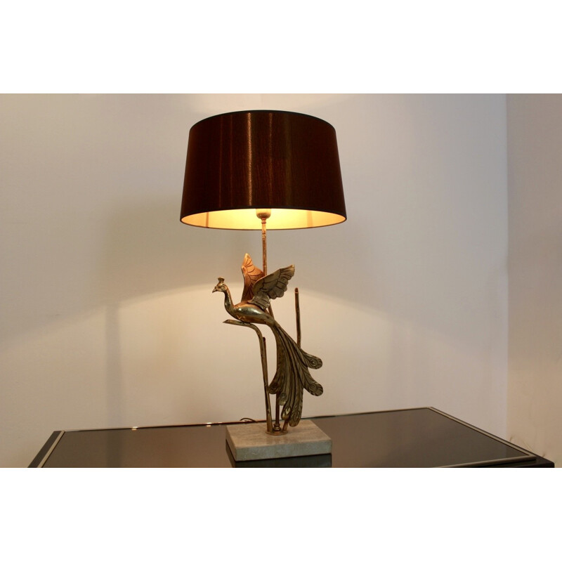 Table lamp with gold metal sculpture - 1970s