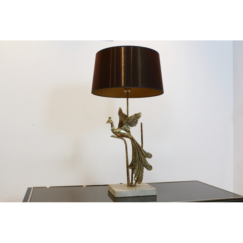 Table lamp with gold metal sculpture - 1970s