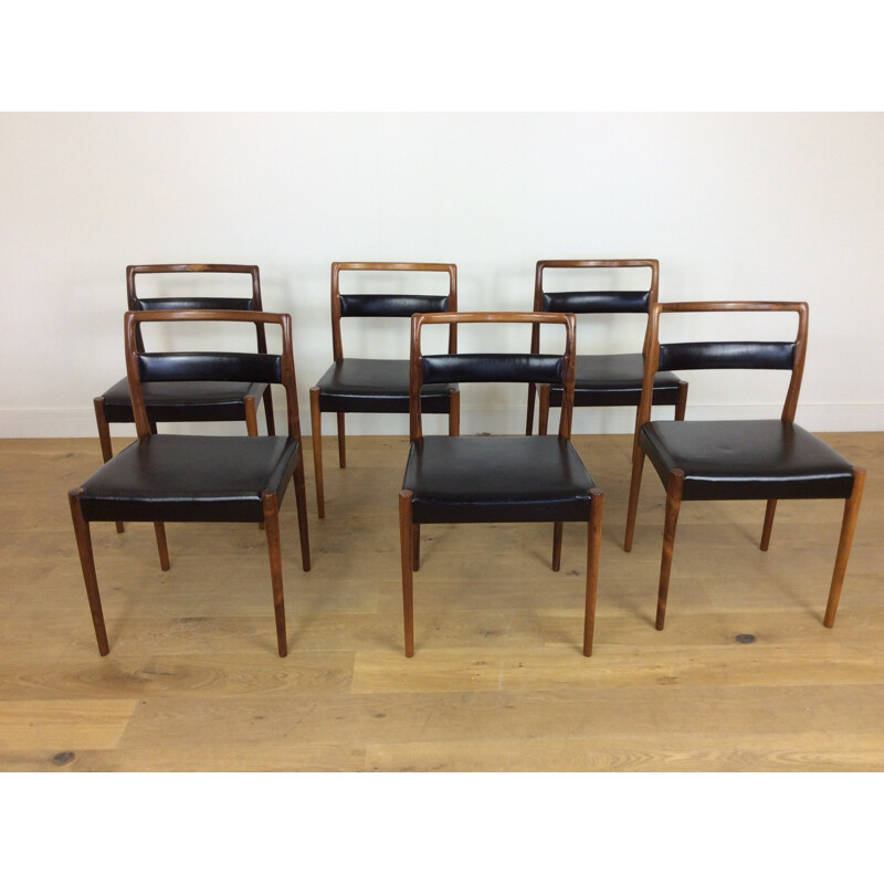 Set of 6 vintage rosewood dining chairs - 1960s