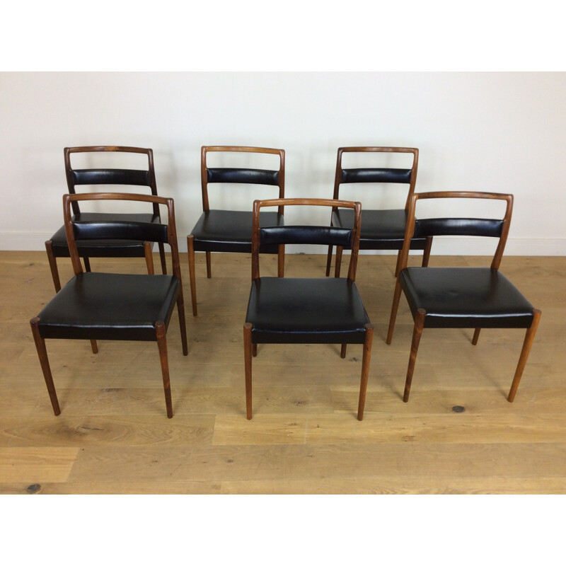 Set of 6 vintage rosewood dining chairs - 1960s