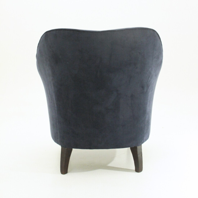 Italian vintage blue velvet armchair - 1950s