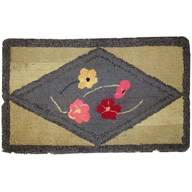 Vintage american hooked rug - 1930s