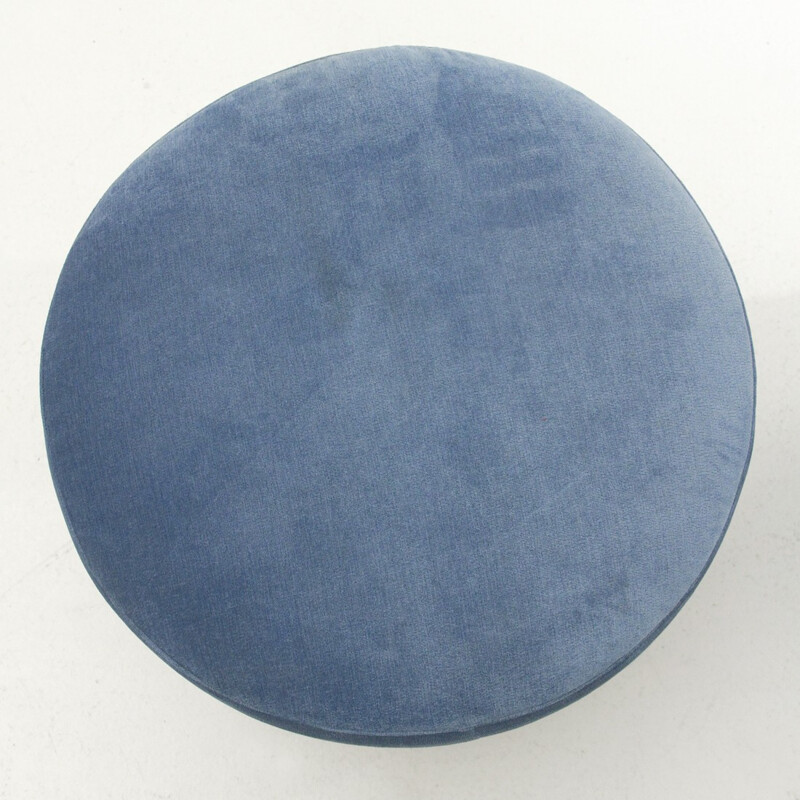 Set of 2 blue velvet ottomans - 1940s