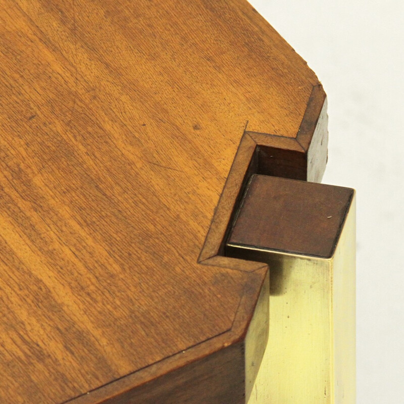 Italian teak coffee table with brass legs - 1960s